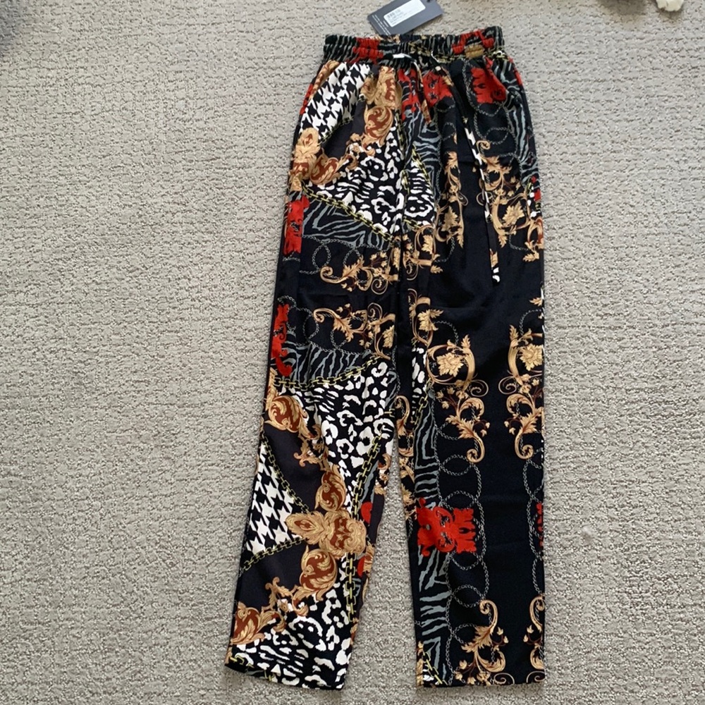 NWT Prettylittlething satin cigarette pants US size 2